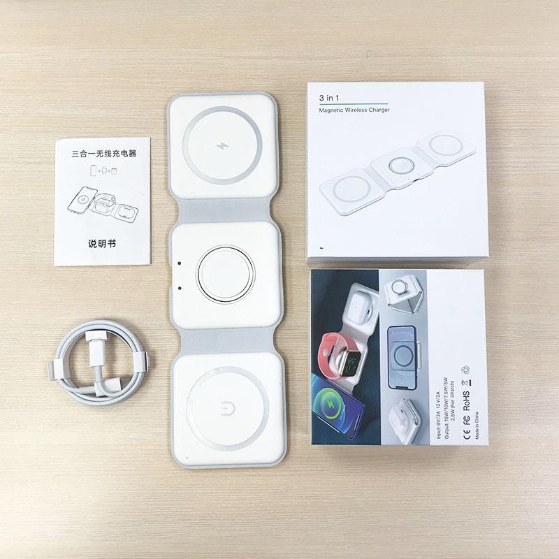 50w 3 in 1 Wireless Charger Magnetic Foldable Charging Station Travel Charger for iphone Samsung Fast charging Wireless Charger