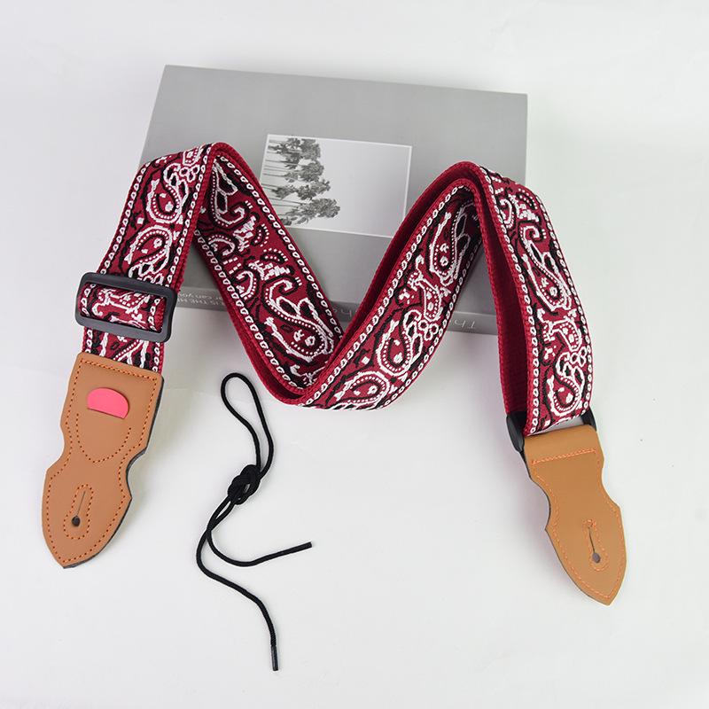 Premium Embroidered Guitar Strap - Thick, Long, and Adjustable for Acoustic and Electric Guitars