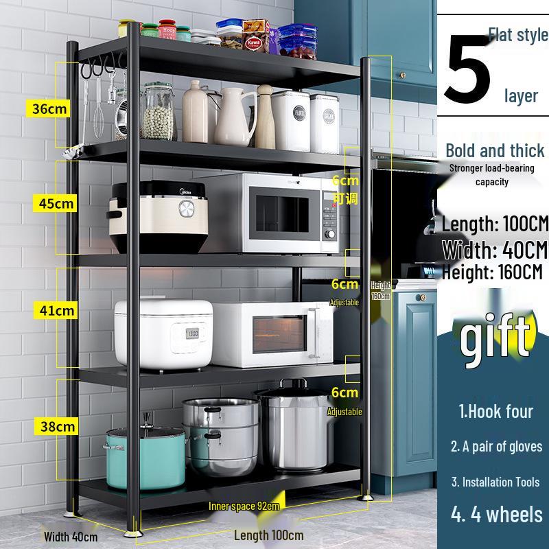 Freestanding Multi-Layer Kitchen Storage Rack for Microwave and Pots