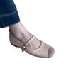 Sheepskin Version~ Retro Soft-Soled Splicing Word Belt Mary Jane Single Shoes Women'S Shallow Commuter Flat-Soled Ballet Shoes