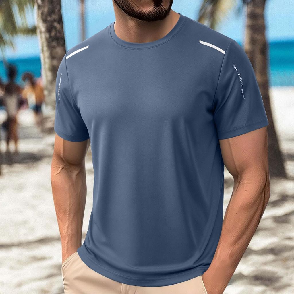 Men's Silk Short-sleeved T-shirt For Summer, Lightweight, Quick-drying, Mesh Pattern, Suitable For Sports And Fitness Activities.