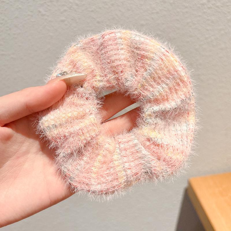 Gentle Filter ~ Sweet Mohair Knitted Hair Ties Gradient Ice - Cream Hair Ropes Large - Loop Hair Ropes Girlish Hair Accessories
