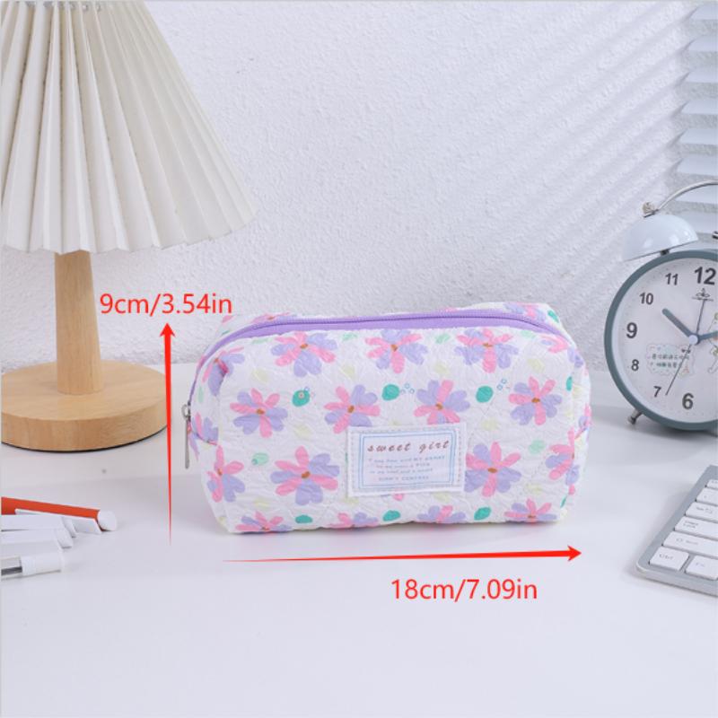 Sweet Cute Floral Pen Case Cosmetic Bag Girl Sundries Makeup Storage Bags Travel Portable Organizer Bag Student Stationery Gifts