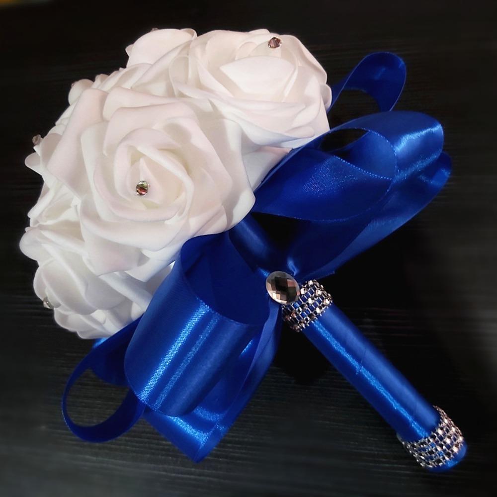 Romantic Bridal Wedding Bouquet Satin Artificial Rose Flower Rose Flower Bouquet  Bridal Wedding