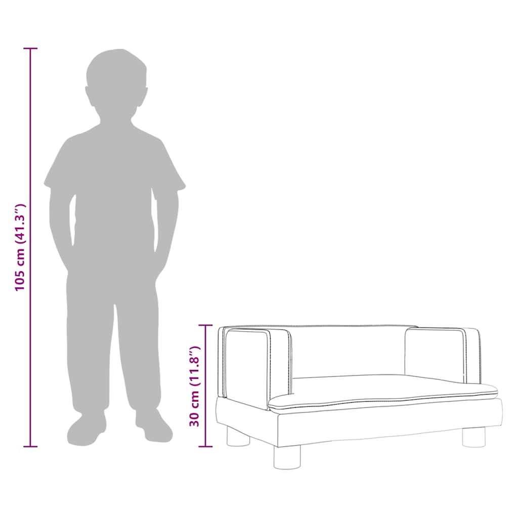 Kids Sofa Black 60 X 40 X 30 Cm Faux Leather