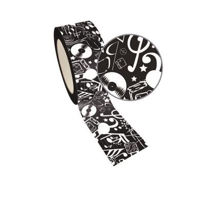 Fita adesiva decorativa - Queen Tape Música - Preto - 48 mm de largura - 8 metros de comprimento