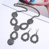 Water Chic Geometric Drop Necklace Set With Alloy Pendant And Chain Spring For