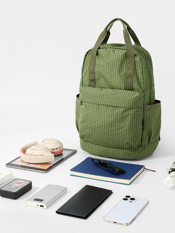 Cross-Border Plaid Large Capacity Foldable Hiking Backpack - Solid Casual Style