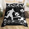 Reißverschluss mit Fußball-Bettbezug, Vollgröße, Fußball-Sport-Bettwäsche-Set, Jungen, Teenager, Ballspiel-Deckenbezug, Blauer Bettdeckenbezug, 3 Teile