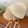 Summer Weaving Cap Hollow Bucket Hat Korean Basin Cap  Ladies
