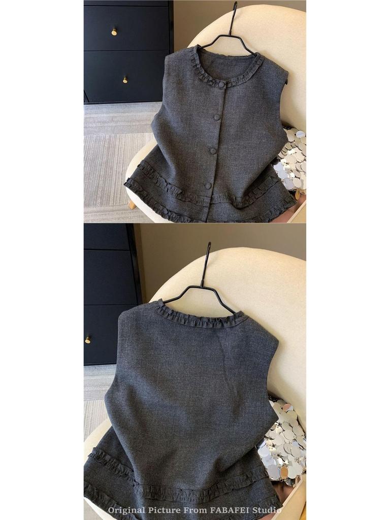 2025 Grey Ear-Side Cape Vest: Stylish High-End Autumn Short Jacket