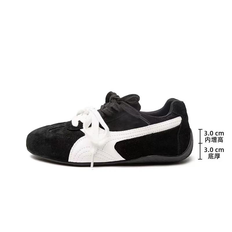 6cm Inner Height Increase German Training Shoes Women's 2025 New Versatile Flat-soled Retro Forrest Gump Shoes Red Leather Casual Shoes