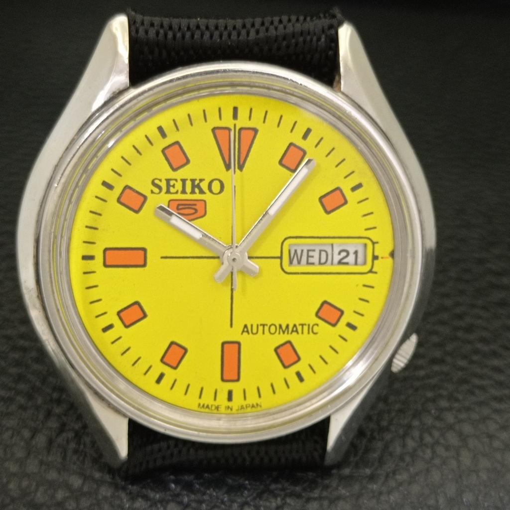 Seiko 5 AUTOMATIC VINTAGE JAPAN 6309A MENS YELLOW COLOR DIAL WATCH A702714-1