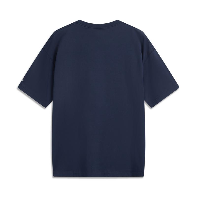 Li-Ning Fashion Comfortable Versatile Solid Color Letter Round Neck Breathable Ice Feel Comfortable Antibacterial Short Sleeve T-Shirt ATSV189-2