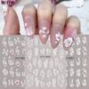 Wedding Design Self-Adhesive Acrylic Nail Stickers Embossed 5D Flowers Leaves