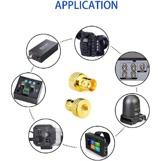 DHT Electronics 2pcs RF coaxial Coax Adapter SMA Male to BNC Female goldplated