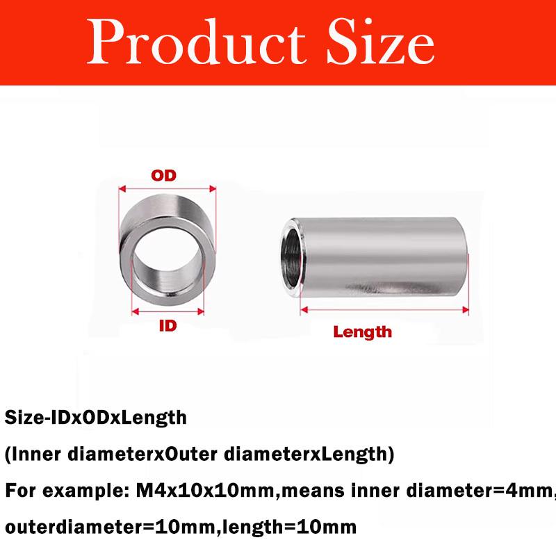 304 Stainless Steel Unthreaded Standoff Spacer Bushing Washer M2 M3 M3.5 M4 M5 M6 M7 M8 M9 M10~M14 Round Hollow Gasket Sleeve