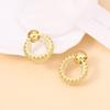 Geometric Hollow Round Cold Wind Gold Noble Temperament Stud Earrings Gear Personality Exaggerated and Simple Women's Earrings
