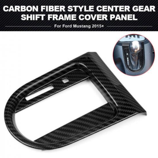 Interior Gear Shift Frame Cover Trim Panel For Ford Mustang 2015+ Carbon Fiber