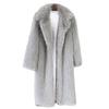 Women's Autumn And Winter Long Suit Collar Faux Fur Coat  Solid Color Coat