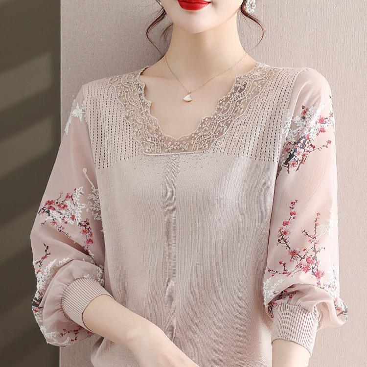 Elegantní pletená halenka pro ženy módní topy pro maminky dámská ležérní košile středního věku