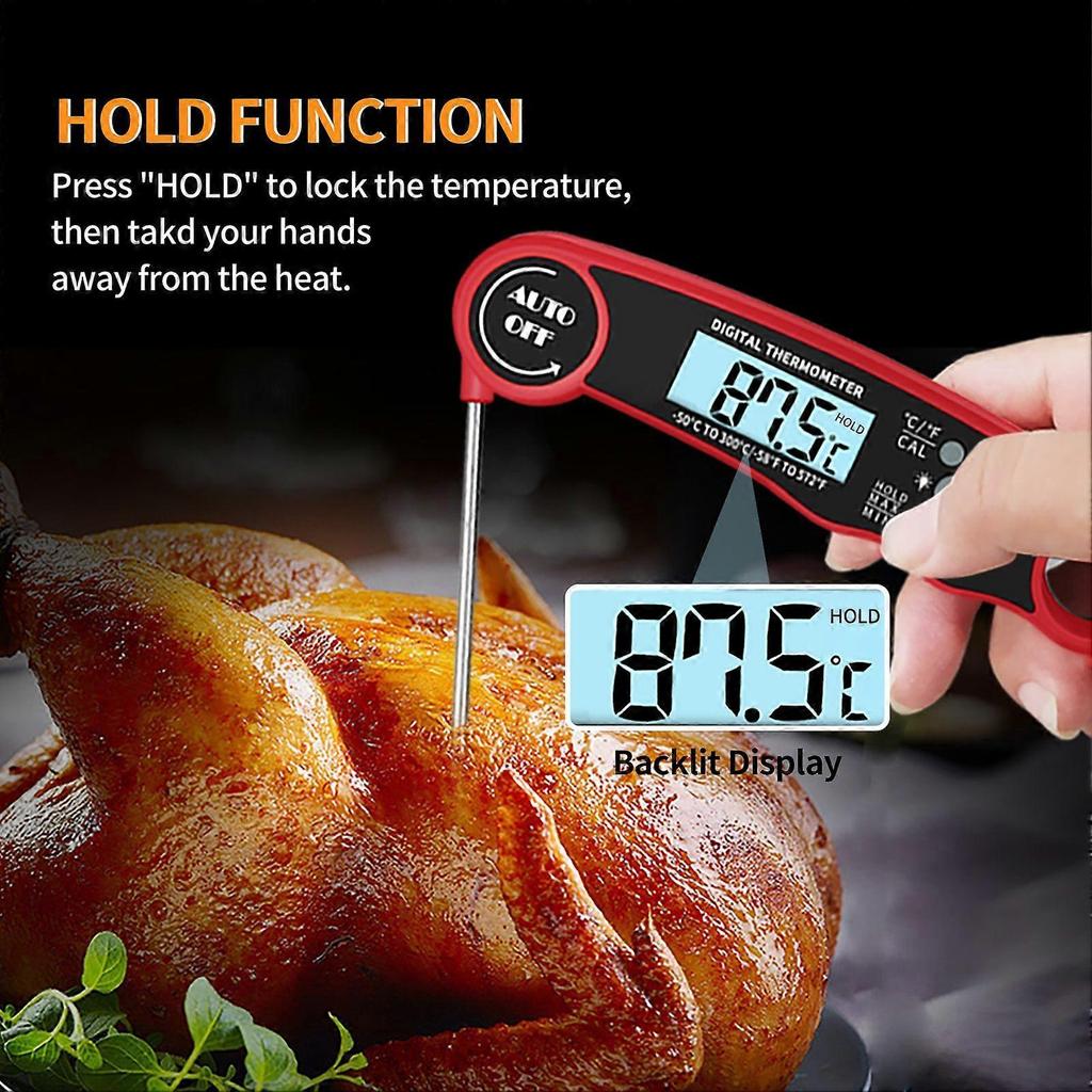 Digital Folding Waterproof Kitchen Food Thermometer, Baking Water Thermometer Outdoor Barbecue Barbecue Thermometer