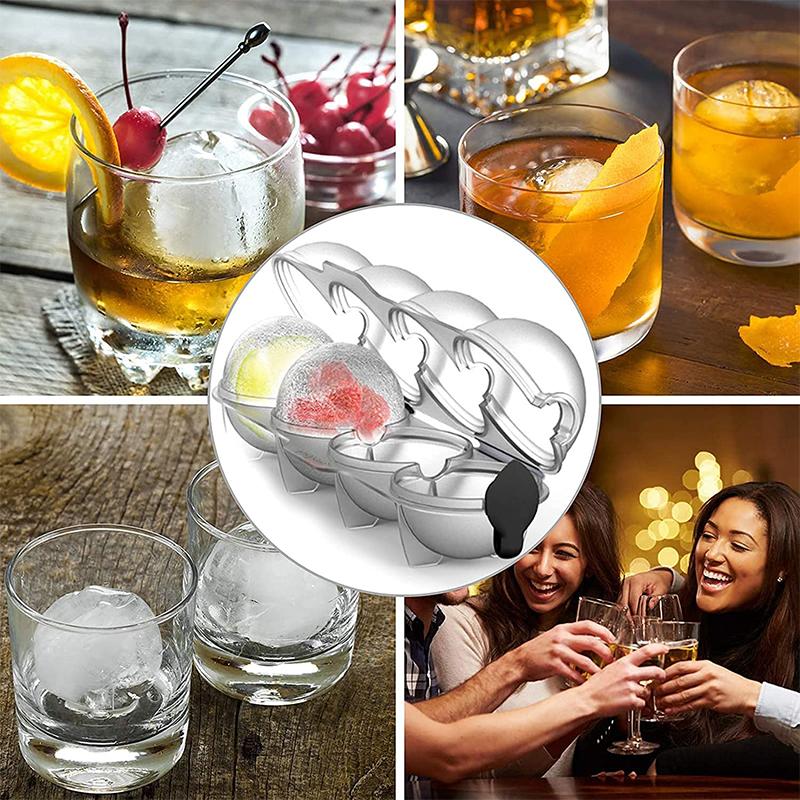 4 Holte Sphere Whisky Ijs Bal Mould Ronde Jelly Icecube Maker Mallen Diy Cocktai Hockey Maken Gereedschap Voor Thuis Bar Party