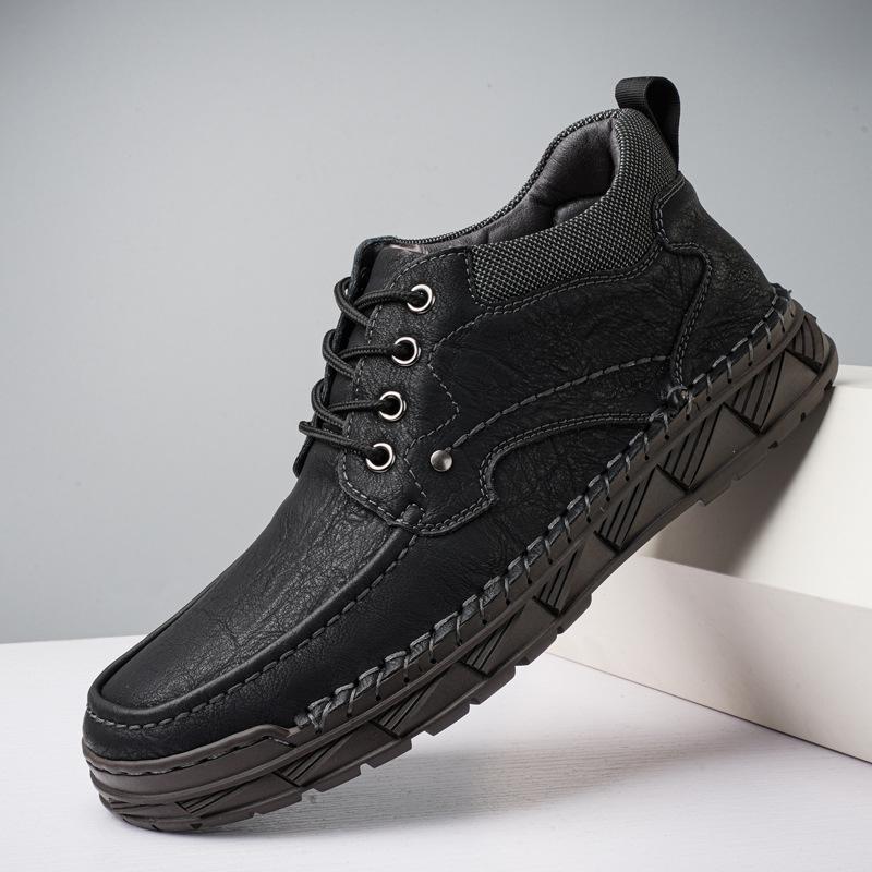 Herren Große Größe Handgenähte Leder Martin Stiefel - Lässige Herbst/Winter Kurze Arbeitsstiefel