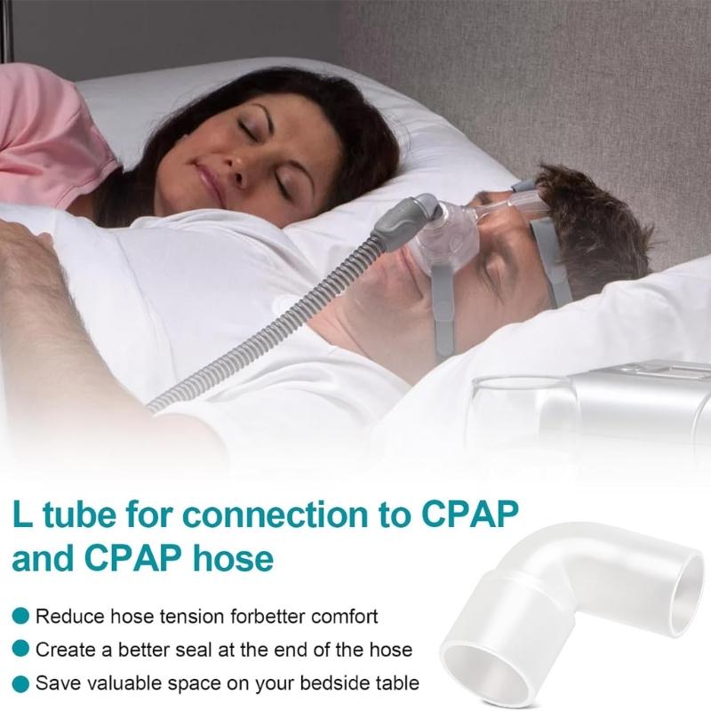 CPAP Hose Elbow Connectors with Clear PVC 90-Degree Design for Redirecting a Breathing Tube Connection at a Right Angle