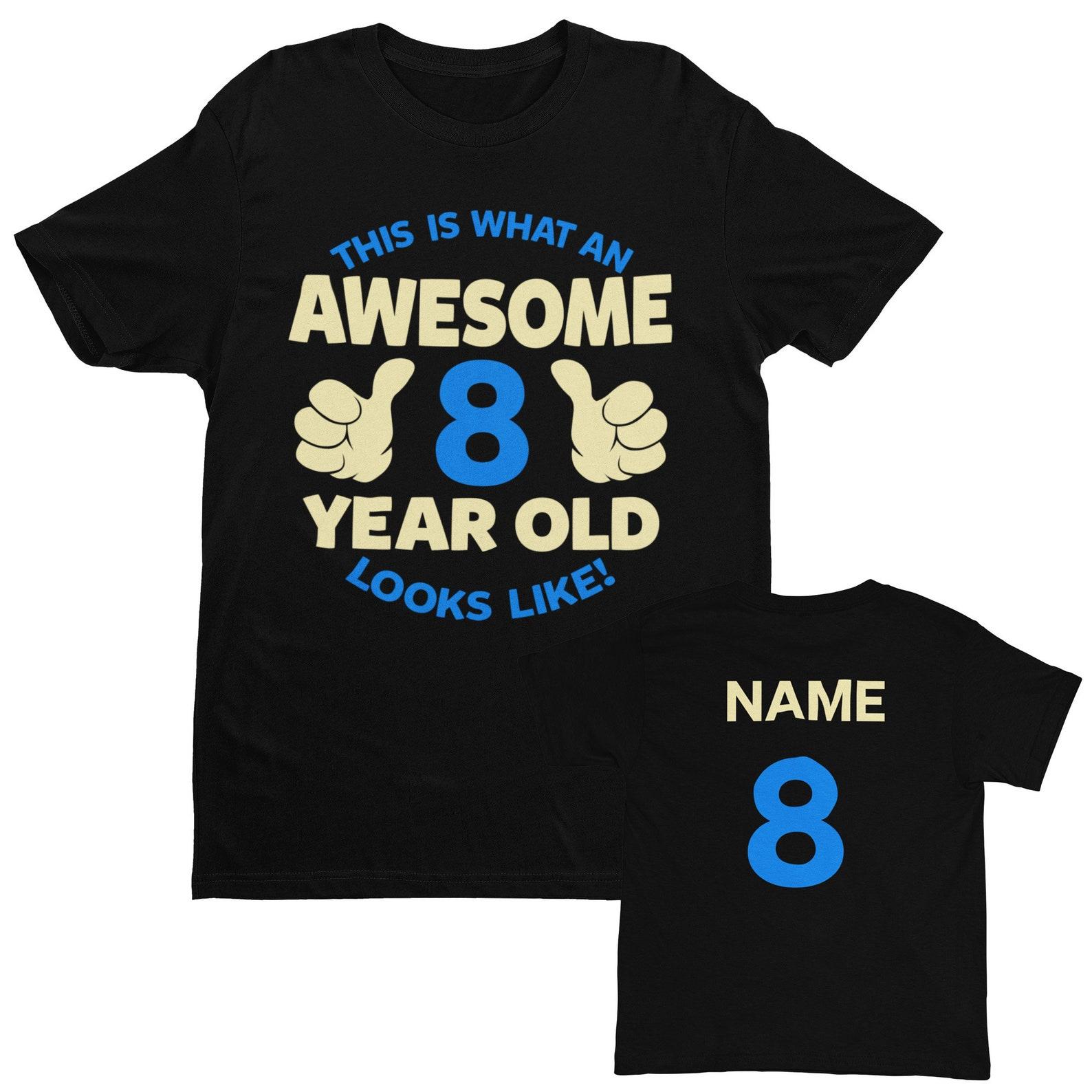 Personalized 8th Birthday T-Shirt, Awesome Year Old Design 2XL