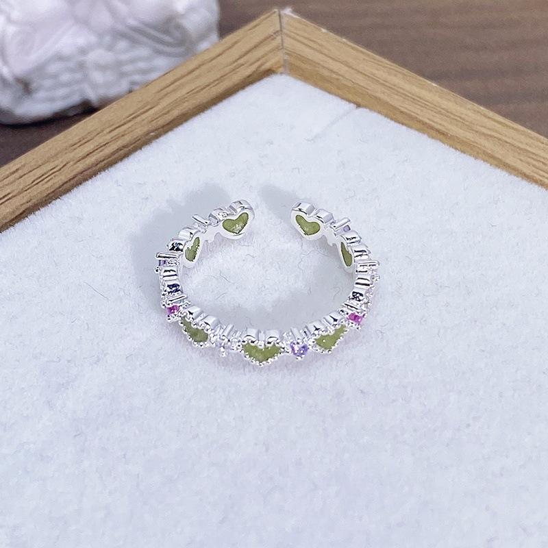 Enamel Oil Drop Flower Butterfly Opening Ring Niche Design Light Luxury High Sense Zircon Personality Ring Woman