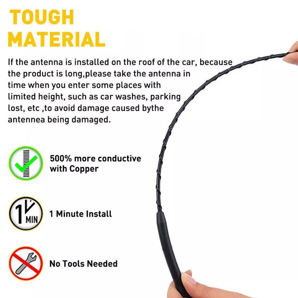 Car Roof Mount Mast Antenna 9/11/16 Inch Stereo Radio FM AM Signal Aerial Amplified Antenna With 2 Screws AM/FM Modified Tool