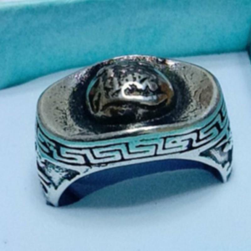 Adjustable Open Ring Men Women Sterling Vintage Ethnic Style With Lucky Ingot Motif Retro Geometric Design