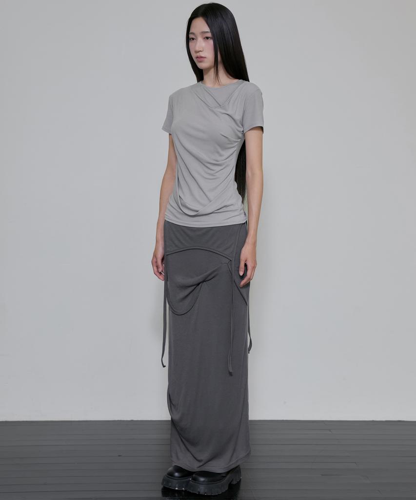 Peulleeoeob Asymmetrical Draped T-Shirt (Fl-147_Gray)