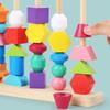 Learning Plugging Block Toy Shape & Color Sorting Game Wooden Beading Toy Stacking Puzzle Interactive Toddler Fun Gift