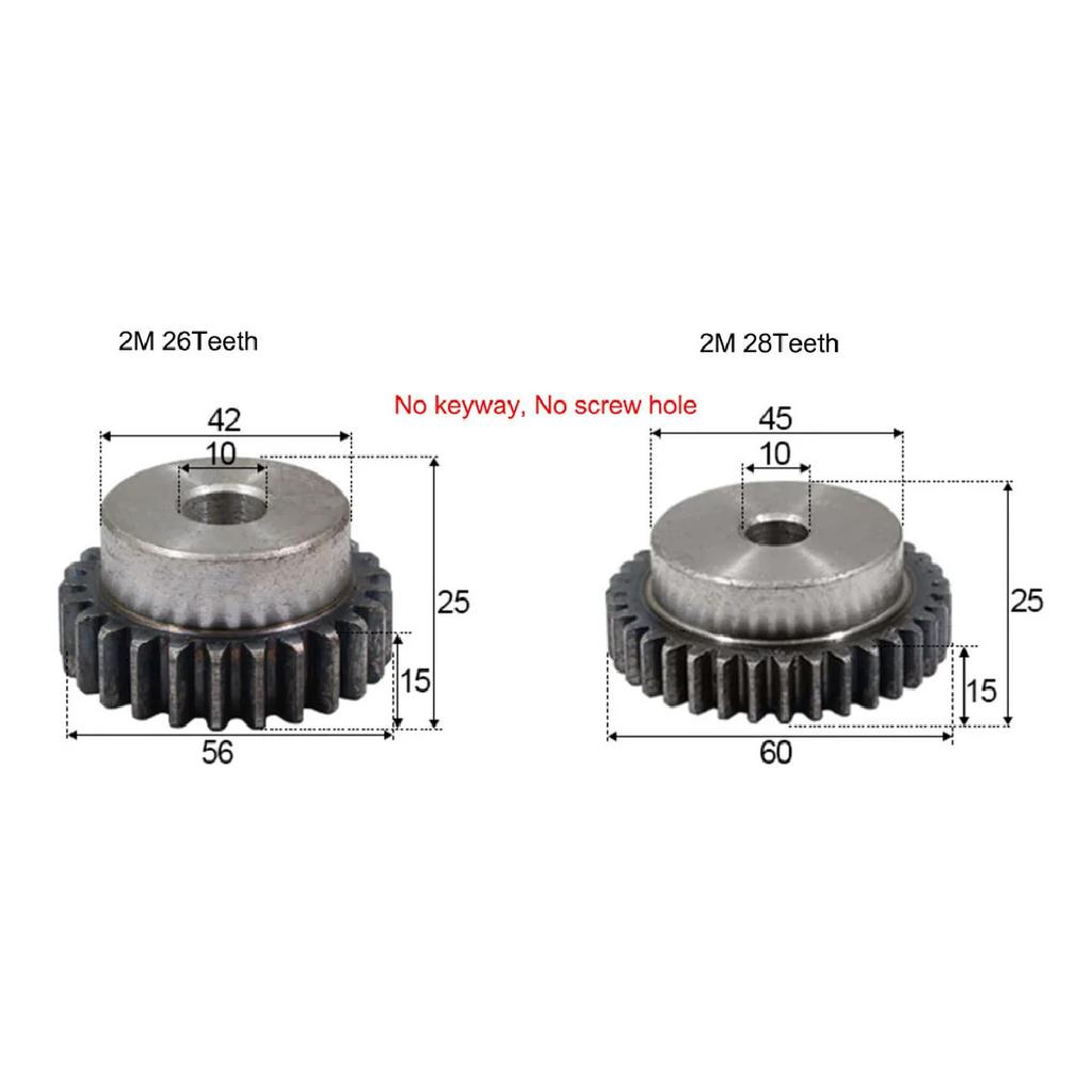 1Pcs 2 Module Spur Gear 21T/22T/23T-60T 45# Steel Motor Gear 2M Mechanical Transmission Gear Process Hole 10/12mm