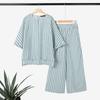 ZANZEA Women 3/4 Sleeve Blouse and Pants Summer Stripe Two Piece Suit Sets