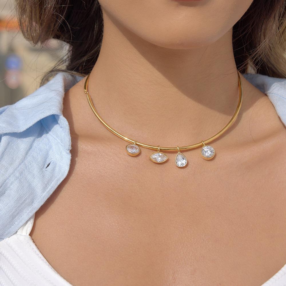Gold Plated Pendant Necklace Stainless Steel Neck Collar Retro Neck Chain  Fashion Jewelry