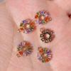 Multicolor Rainbow Zirconia Sunflower Copper Charms, Golden Plated Cute Pendants for DIY Earring Necklace Craft Making