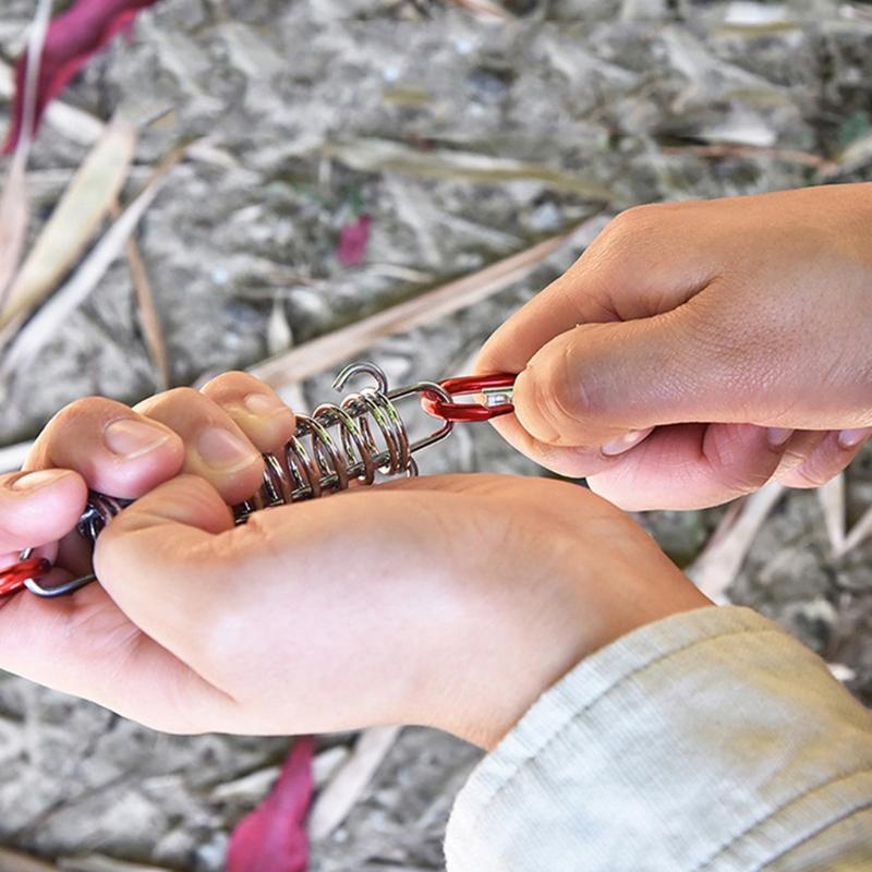 5 Stück Outdoor Camping Heringe Federzelt Schnalle Stahlzeltseil Spanner mit Karabinerhaken Seilversteller Spanner