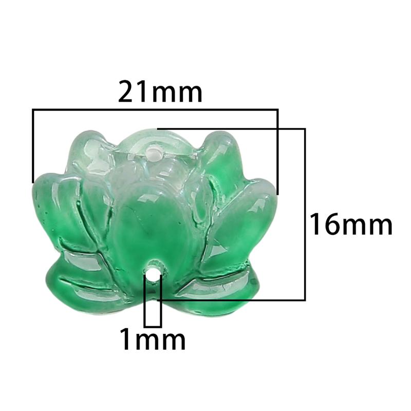 5Pcs Glass Double Hole Lotus Flower Beads Pendant Charm for Necklace Bracelet Earring DIY Jewelry Making