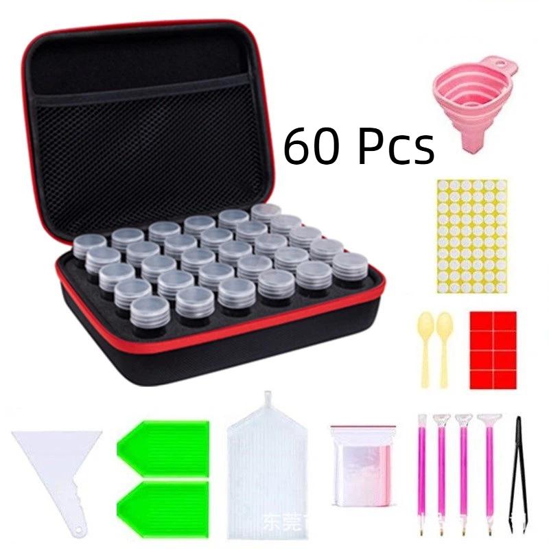 Diamond Painting Accessories Storage Box Tool For Diamond Art Embroidery Bead Storage Compact Organizer For Craft Supplies 60 Pcs красный