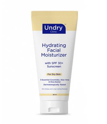 Undry Moisturizer for Dry Skin, SPF 30+, Ceramide & Aloe Vera, 80ml