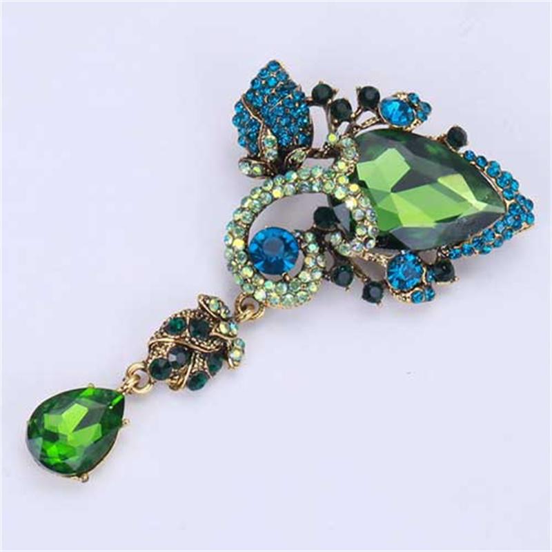 Water Drop Brooch Rhinestone Crystal Women 'S Sweater Coat Accessories Corsage Jewel Coat Fixing Pin