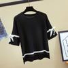 Women Flare Half Sleeve Temperament All-match Tees Spring Summer Oversized Elegant Fashion Bow Knitted Pullover T-shirt Tops