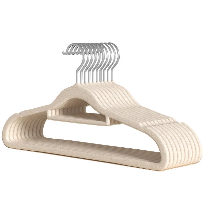 

Set of 10 Durable Pink Flocked Hangers - Multifunctional, Anti-Wrinkle Design for Clothes and Overcoats