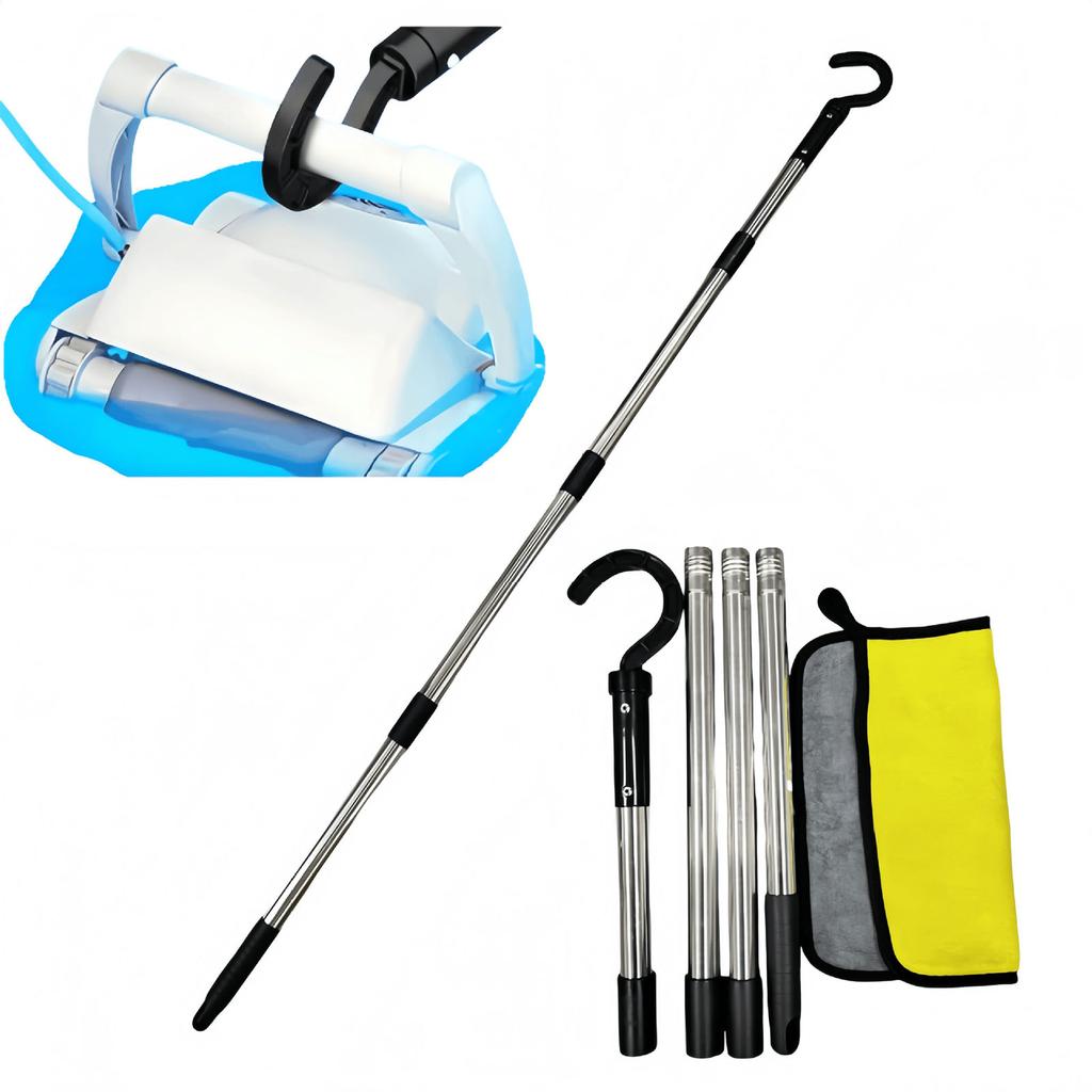 Adjustable Pool Cleaning Hook Retractable Metal Pole Pool Retrieval Hook Pool Skimmer For Pool Maintenance