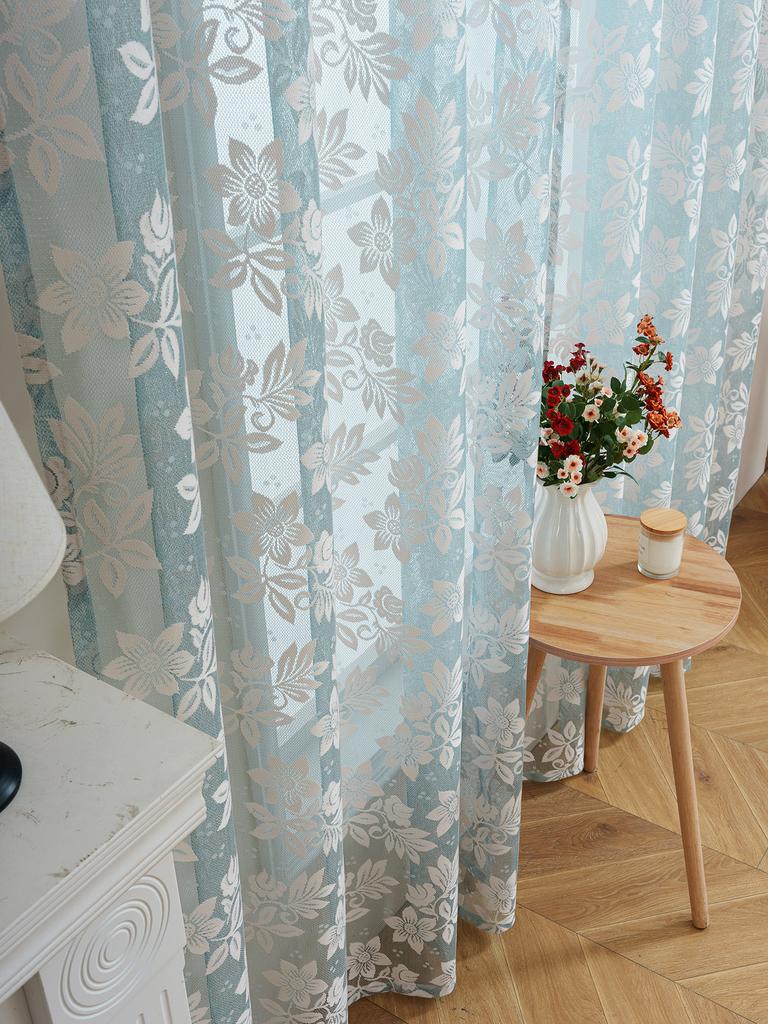 Fresh Floral Bedroom Curtains No Drilling Required French Country Style Window Sheers for Balcony Room Partition