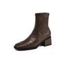 Fashion Autumn Winter Pu Leather Women Boots Fashion Square Toe Shoes for Women Short Boots Women Mujer High Heel Elastic Slimming Boots