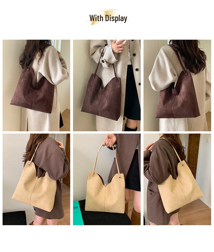 Retro Suede Women's Shoulder Bag 2025 - Large Capacity Tote for Casual and Mother-Child Use